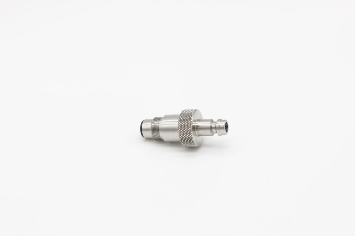 High-end stainless steel adapter with a knurled grip from FLI on white background
