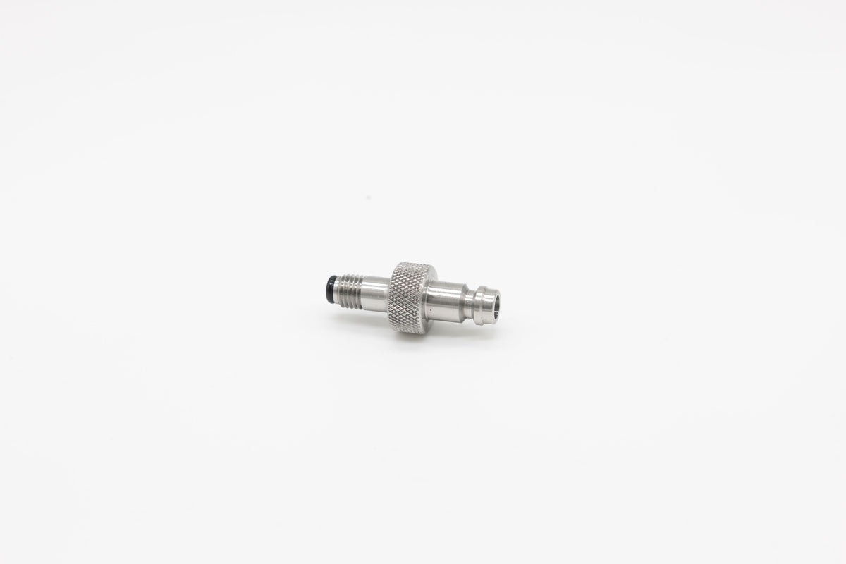 High-end stainless steel adapter with a knurled grip from FLI on white background