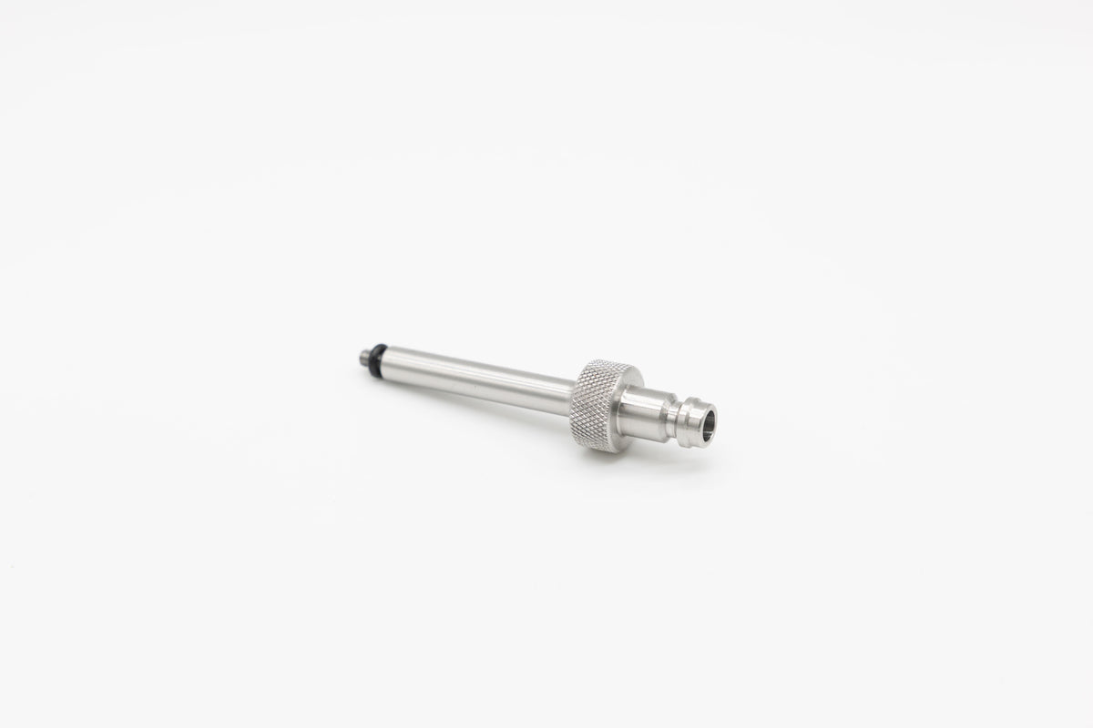 High-end stainless steel adapter with a knurled grip from FLI on white background
